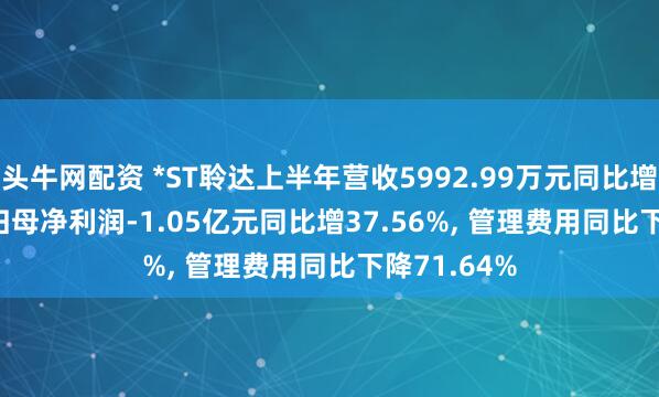 头牛网配资 *ST聆达上半年营收5992.99万元同比增72.39%, 归母净利润-1.05亿元同比增37.56%, 管理费用同比下降71.64%